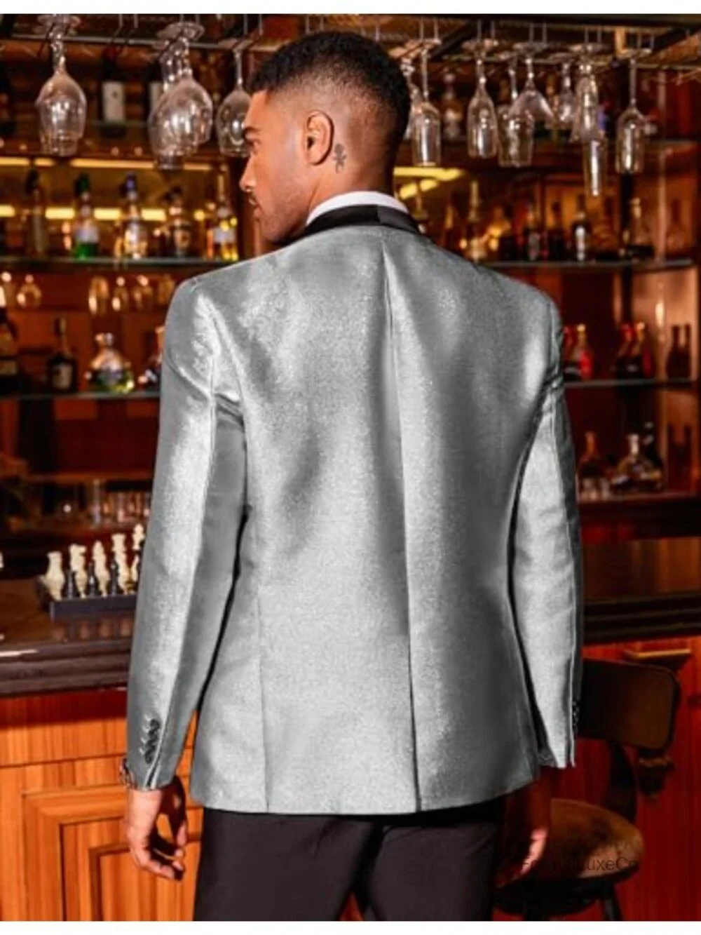 Men's Slim Fit Tuxedo Jacket Shawl Lapel Sequin Blazer Party Wedding Prom